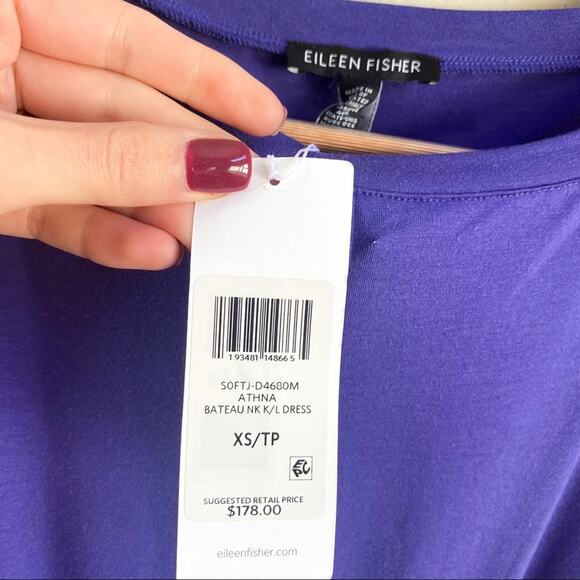 NWT Eileen Fisher Purple Soft‎ Jersey Athena Dress - Picture 5 of 5